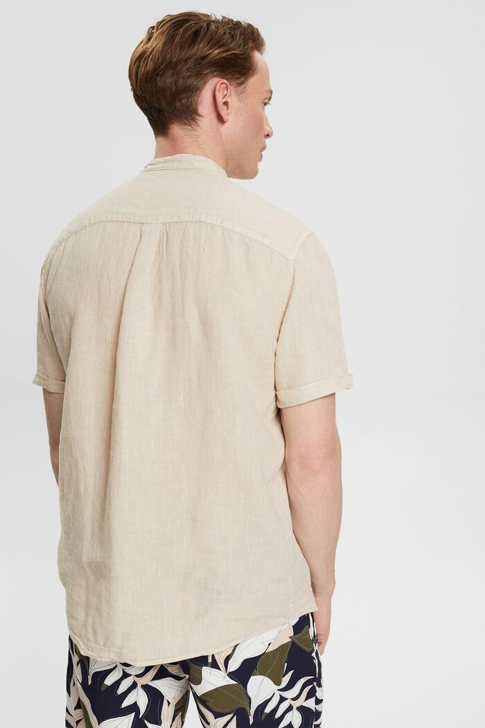 Shirt with a band collar in 100% linen, SKIN BEIGE, detail image number 3