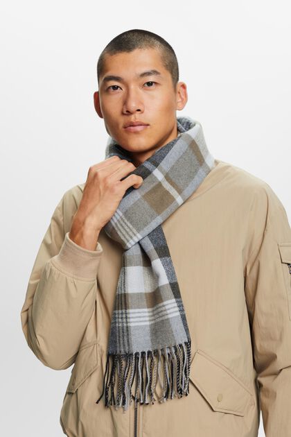 Checked Scarf, Cotton Blend