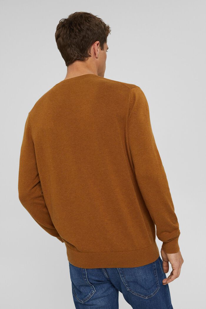 V-neck jumper made of 100% pima cotton, CAMEL, detail image number 3
