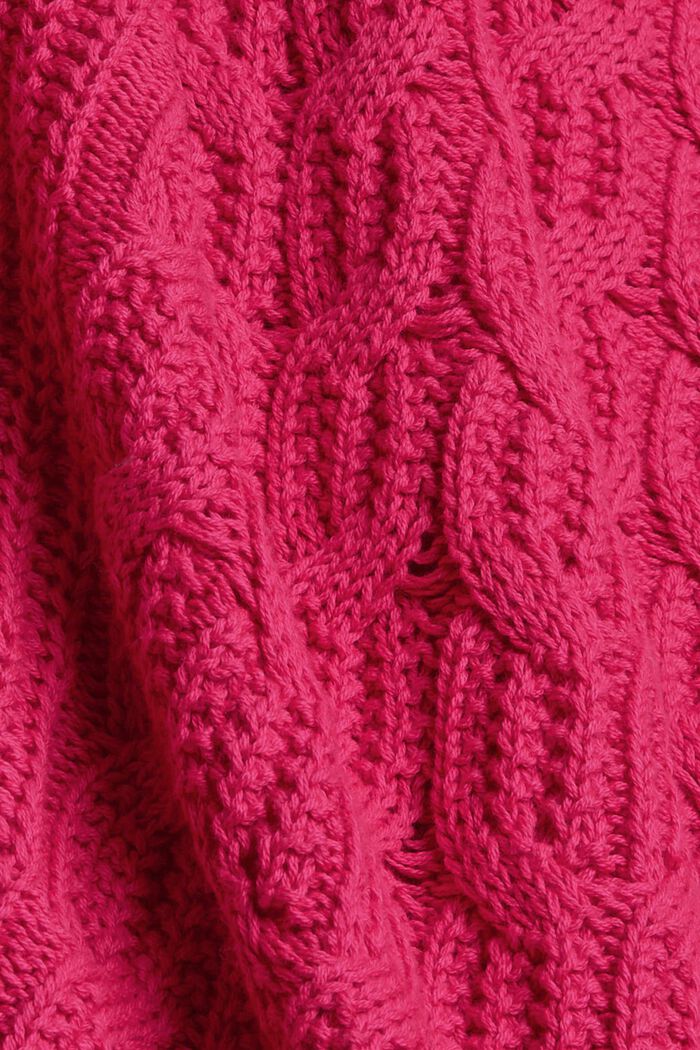 Cable knit jumper made of blended cotton, PINK FUCHSIA, detail image number 4