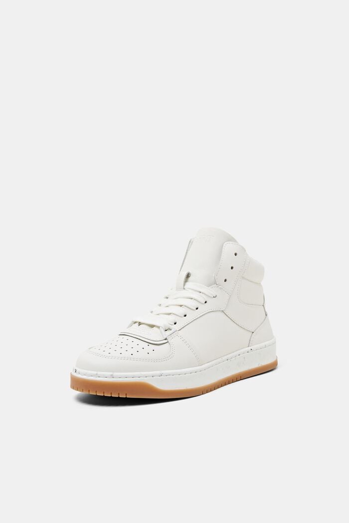 Leather High-Top Sneakers, WHITE, detail image number 1