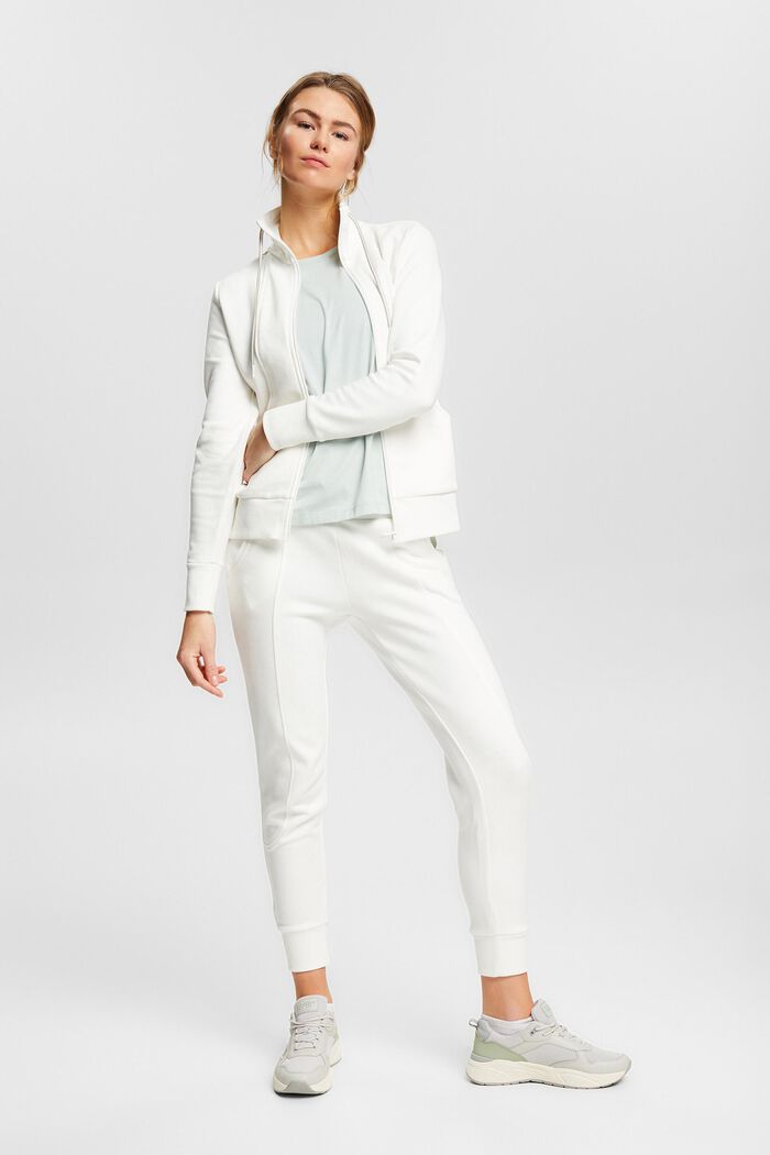 Zipper sweatshirt, cotton blend, OFF WHITE, detail image number 1