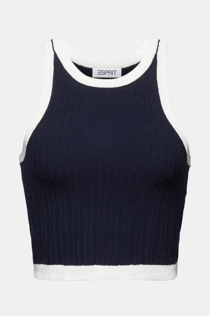 Two-Tone Cropped Sweater Tank, NAVY, detail image number 6