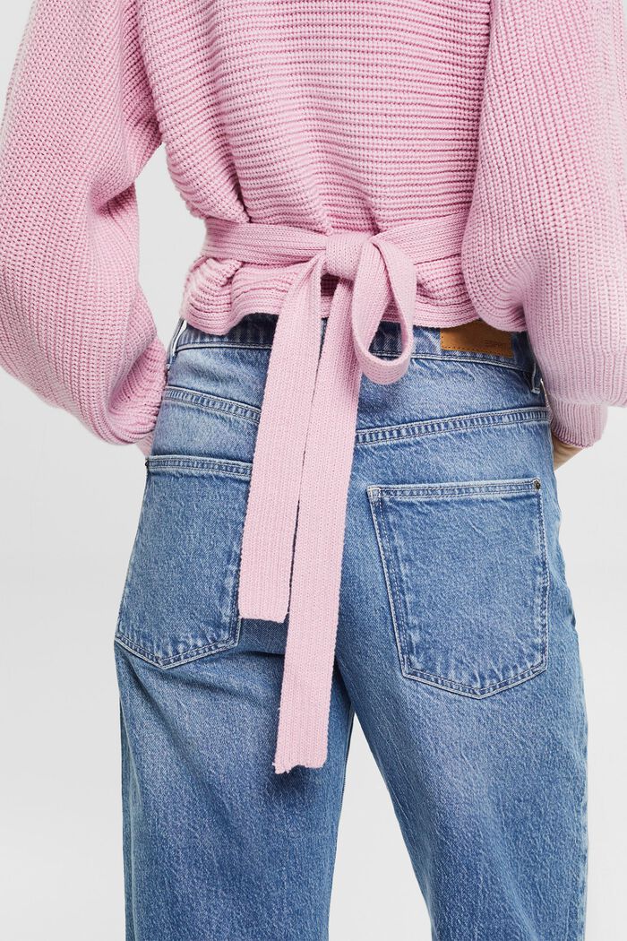 Cardigan in a wrap-over look, PINK, detail image number 2