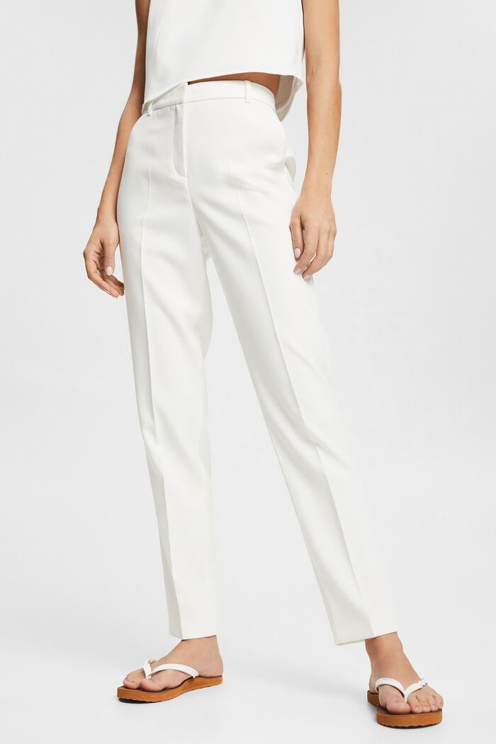 Trousers with pressed pleats, OFF WHITE, detail image number 0