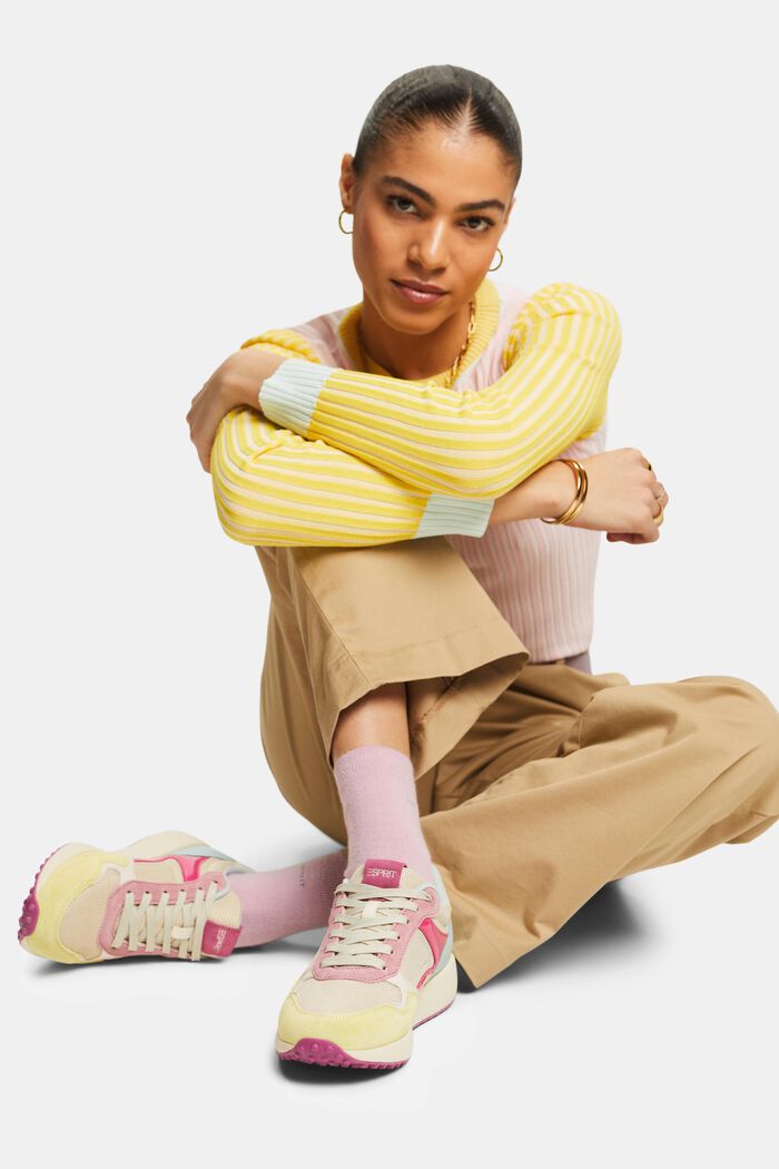Lace-Up Sneakers, PASTEL YELLOW, detail image number 6