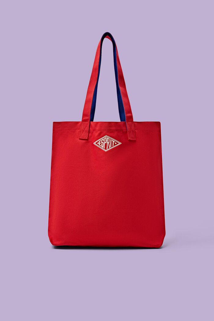Logo Cotton Tote Bag, DARK RED, detail image number 0