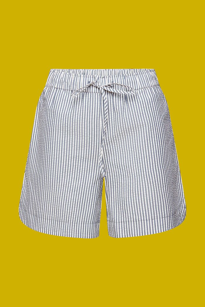 Seersucker shorts with stripes, 100% cotton, NAVY, detail image number 7