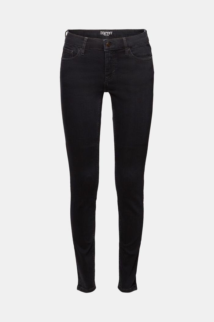Recycled: mid-rise skinny jeans, BLACK DARK WASHED, detail image number 7