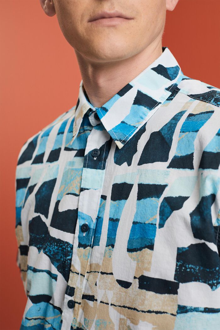 Patterned short sleeve shirt, 100% cotton, WHITE, detail image number 2