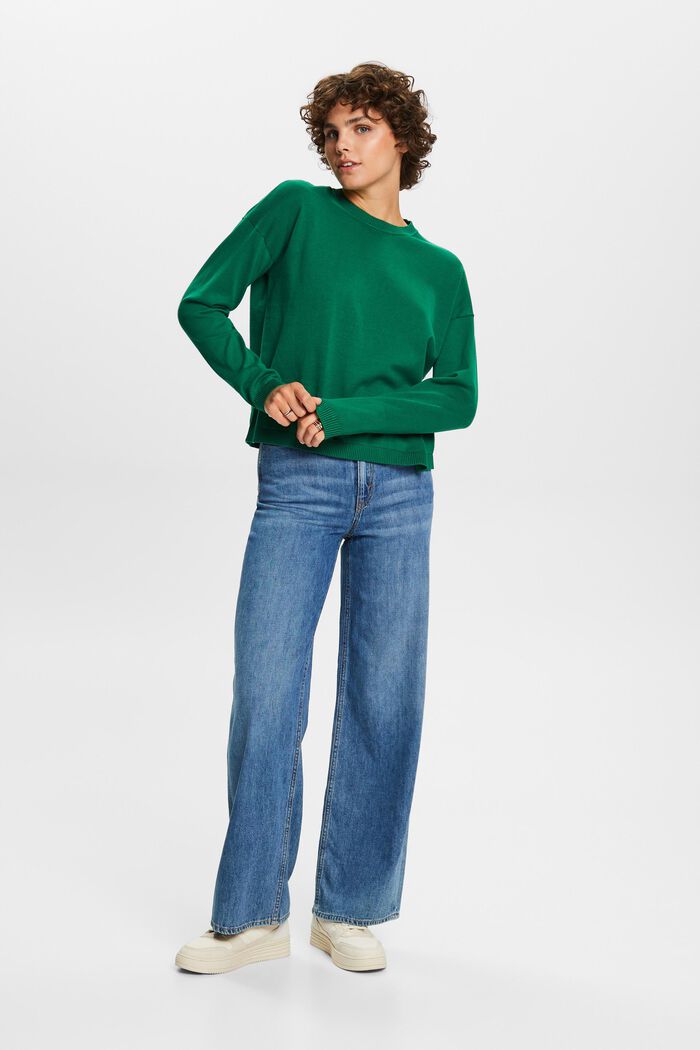 Oversized jumper, 100% cotton, DARK GREEN, detail image number 5