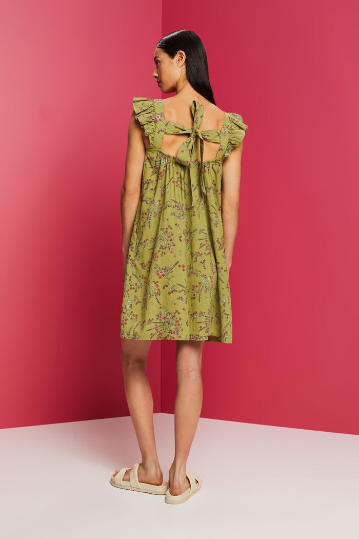 Printed mini dress, 100% cotton, PISTACHIO GREEN, detail image number 3