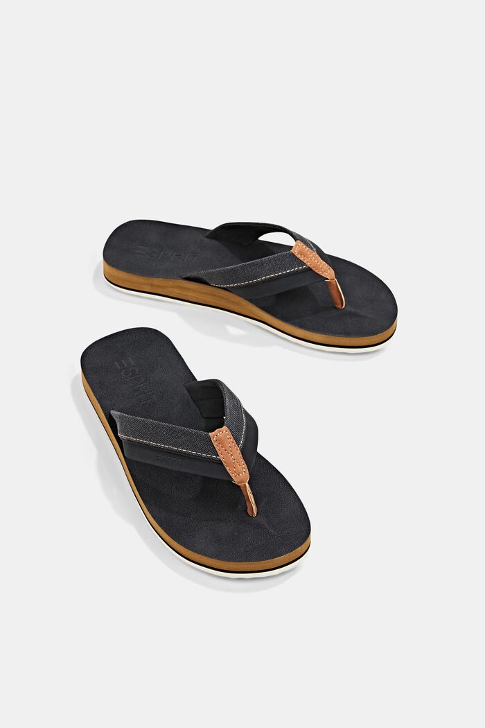Thong sandals with material mix elements, BLACK, detail image number 4