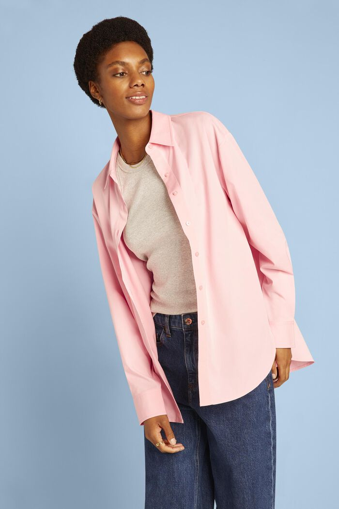 Oversized Button-Down Shirt, PINK, detail image number 0