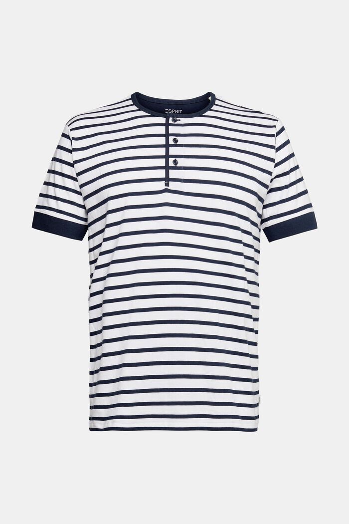 Striped T-shirt with a button placket