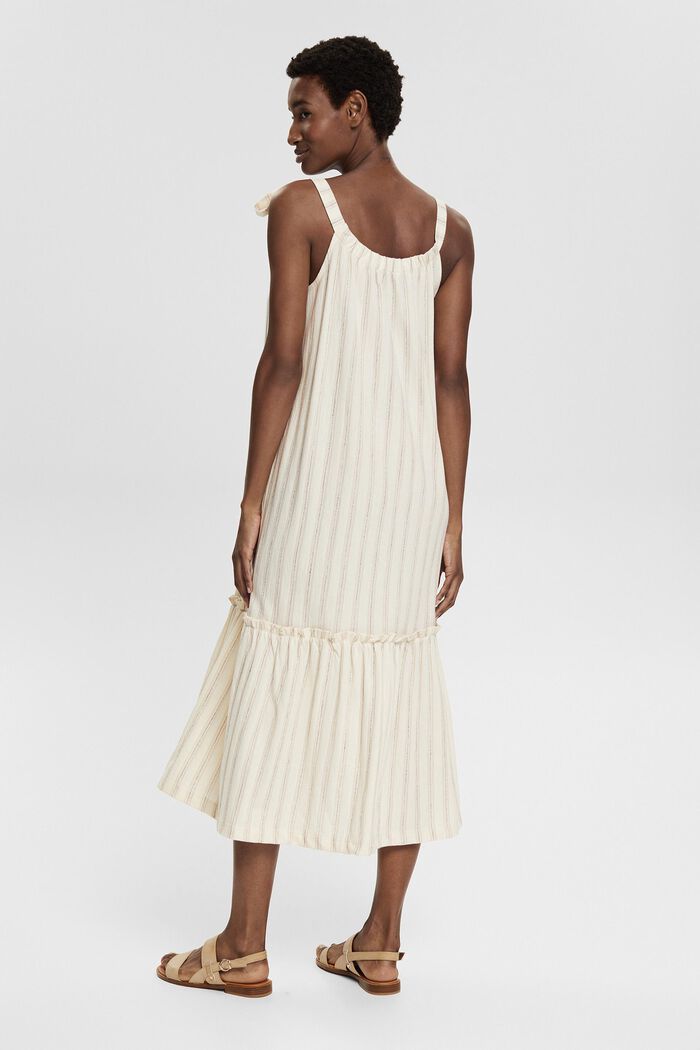 Blended cotton midi dress with woven stripes, OFF WHITE, detail image number 3