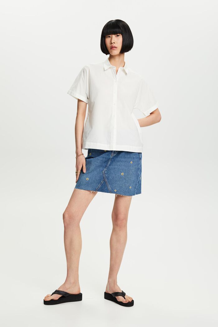 Short Sleeve Cotton Poplin Shirt, OFF WHITE, detail image number 6