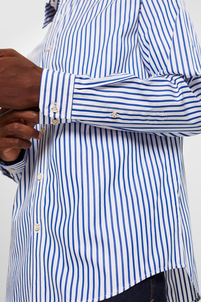 Striped Cotton-Poplin Shirt, BRIGHT BLUE, detail image number 5