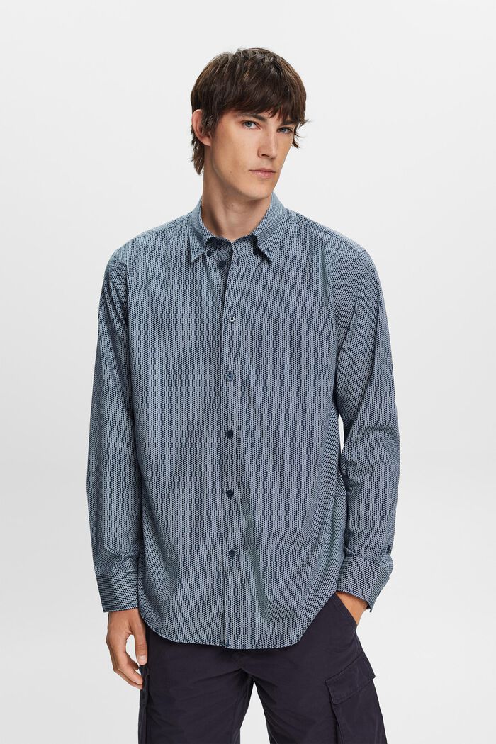 Cotton Poplin Shirt, GREY BLUE, detail image number 0