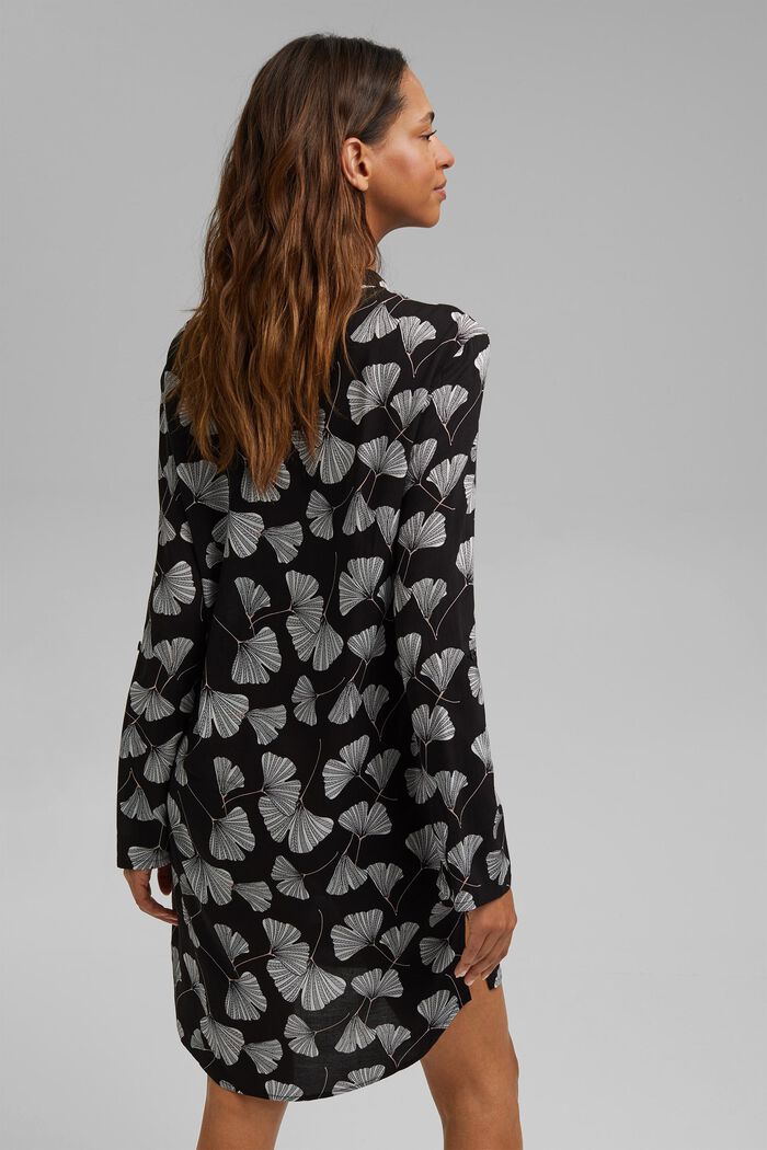 Nightshirt with a gingko print, LENZING™ ECOVERO™, BLACK, detail image number 2
