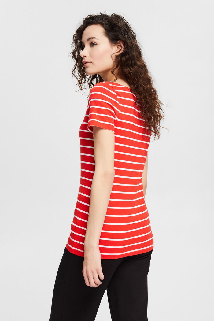 Striped T-shirt in organic cotton, ORANGE RED, detail image number 3