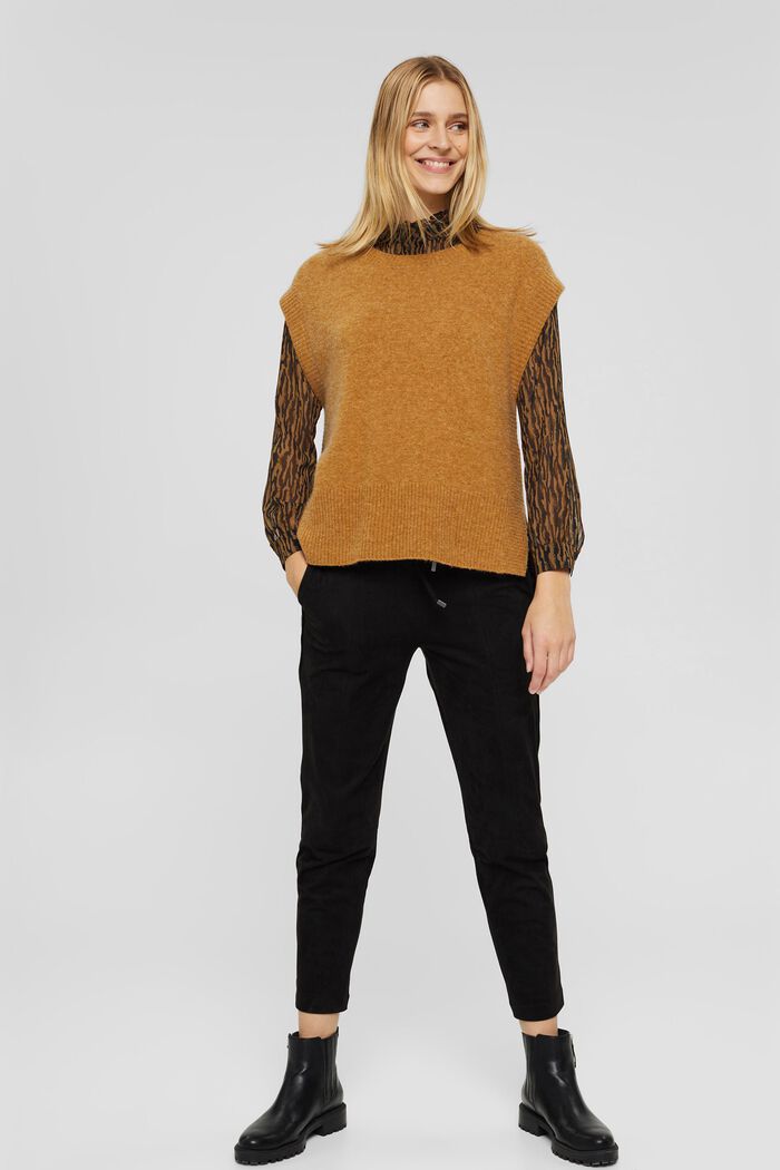 Chiffon blouse with an animal print and a top, CAMEL, detail image number 1