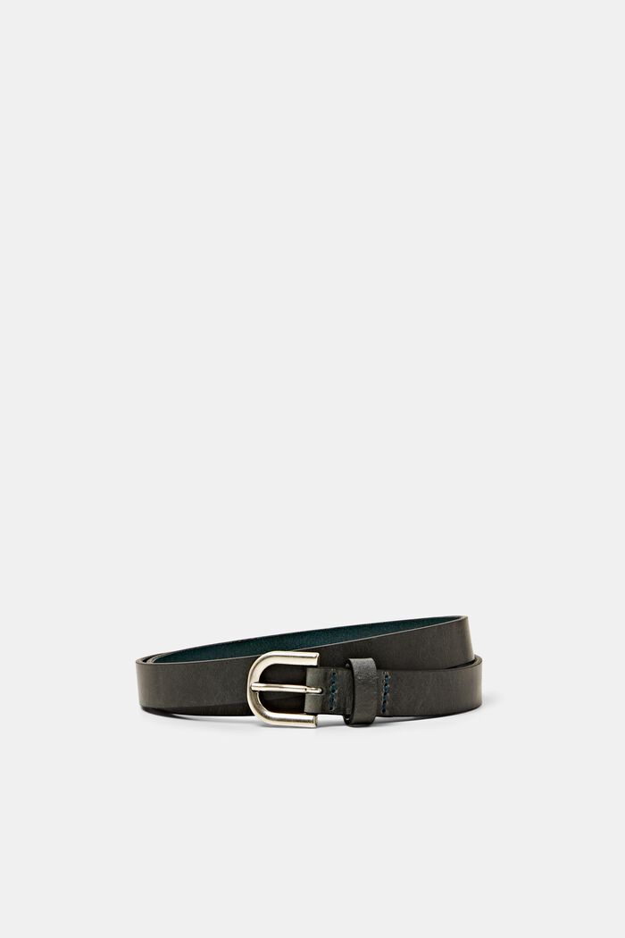 Skinny Leather Belt, DARK TEAL GREEN, detail image number 0