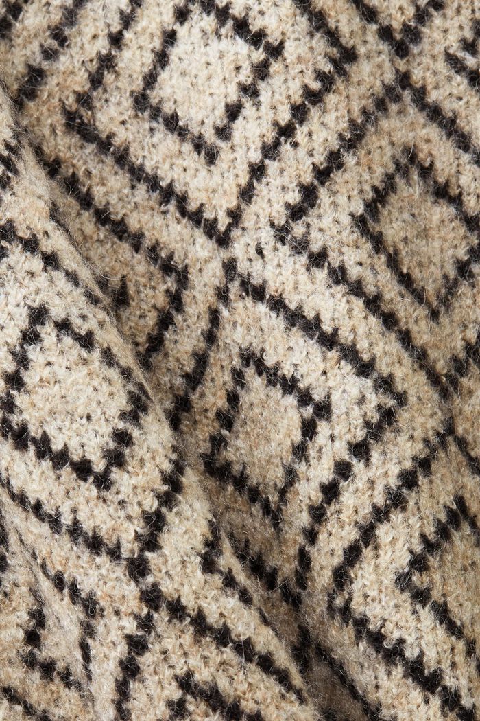 Wool Blend Jacquard Sweater, BLACK, detail image number 5