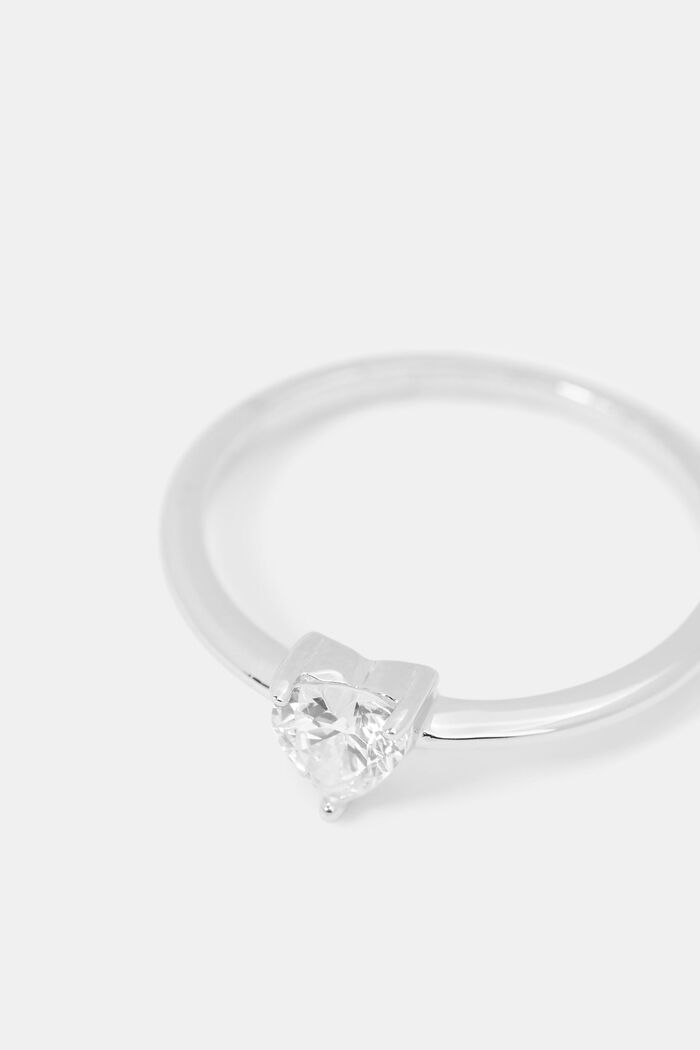 Ring with heart-shaped zirconia, sterling silver, SILVER, detail image number 1
