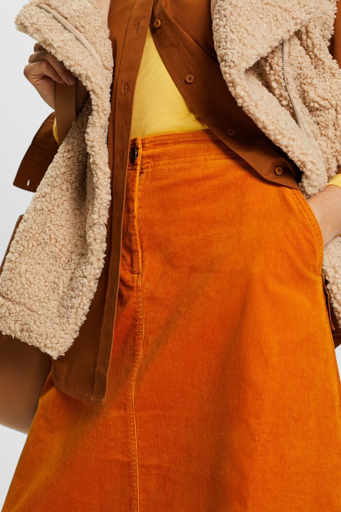 Corduroy Midi Skirt, HONEY YELLOW, detail image number 4