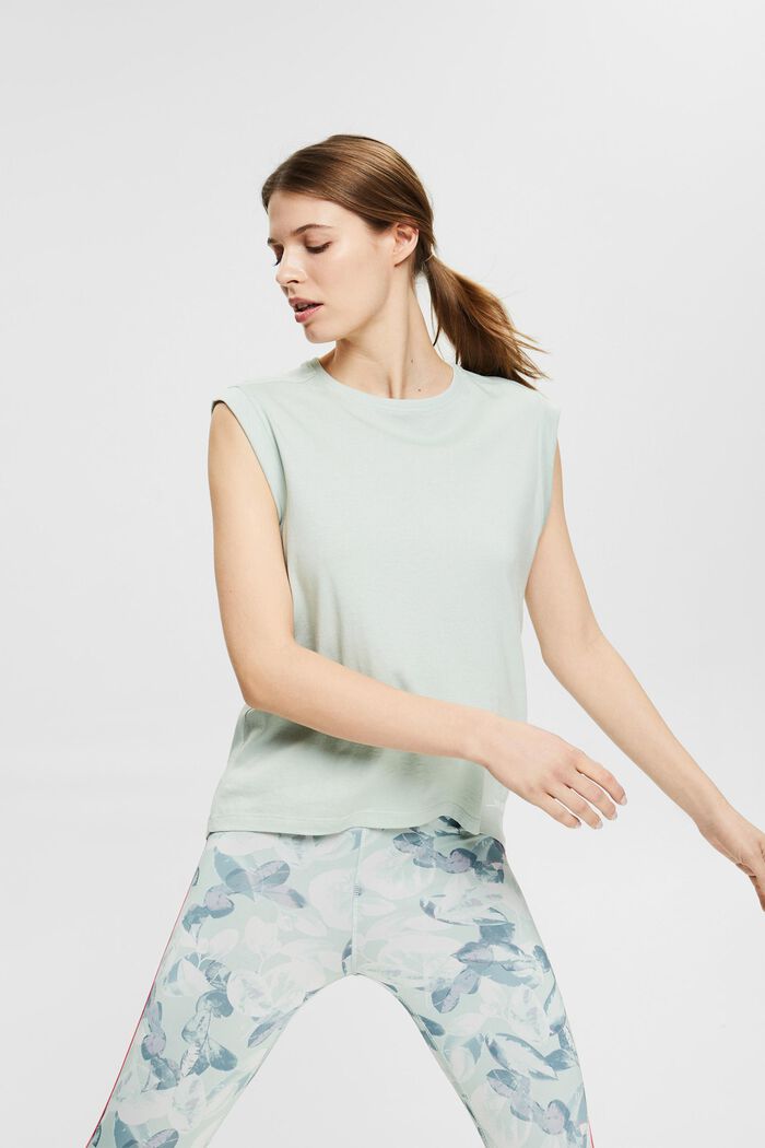 Sleeveless active top, blended organic cotton, PASTEL GREEN, detail image number 5