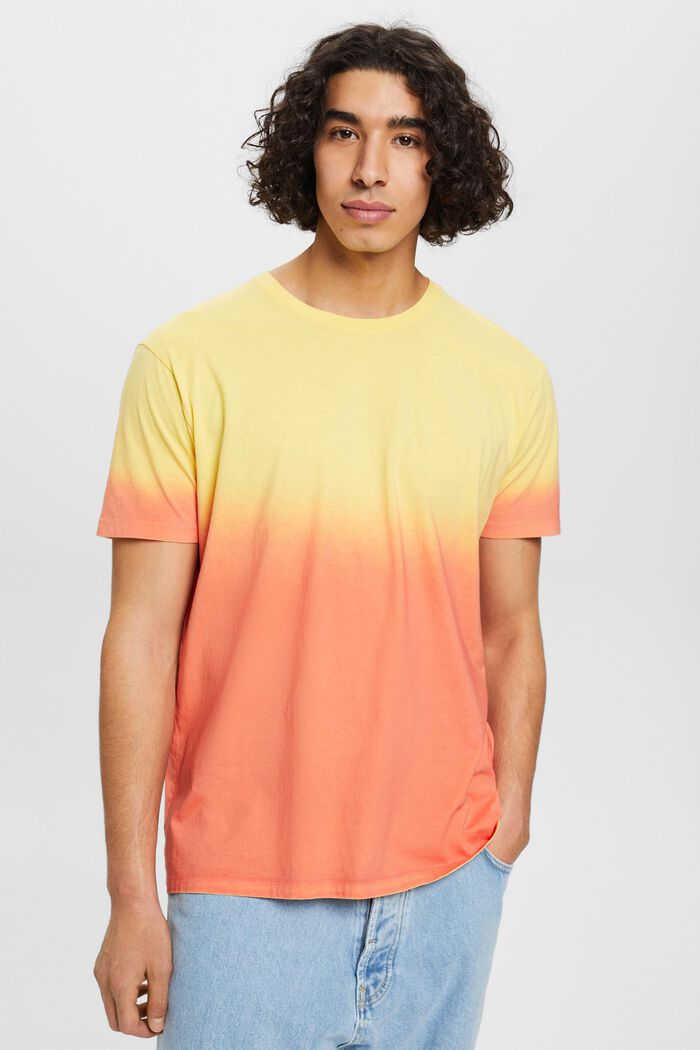 Two-tone fade-dyed T-shirt, LIGHT YELLOW, detail image number 0