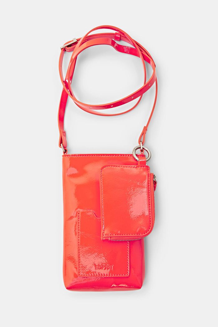 Faux Leather Crossbody Phone Pouch, BRIGHT ORANGE, detail image number 0