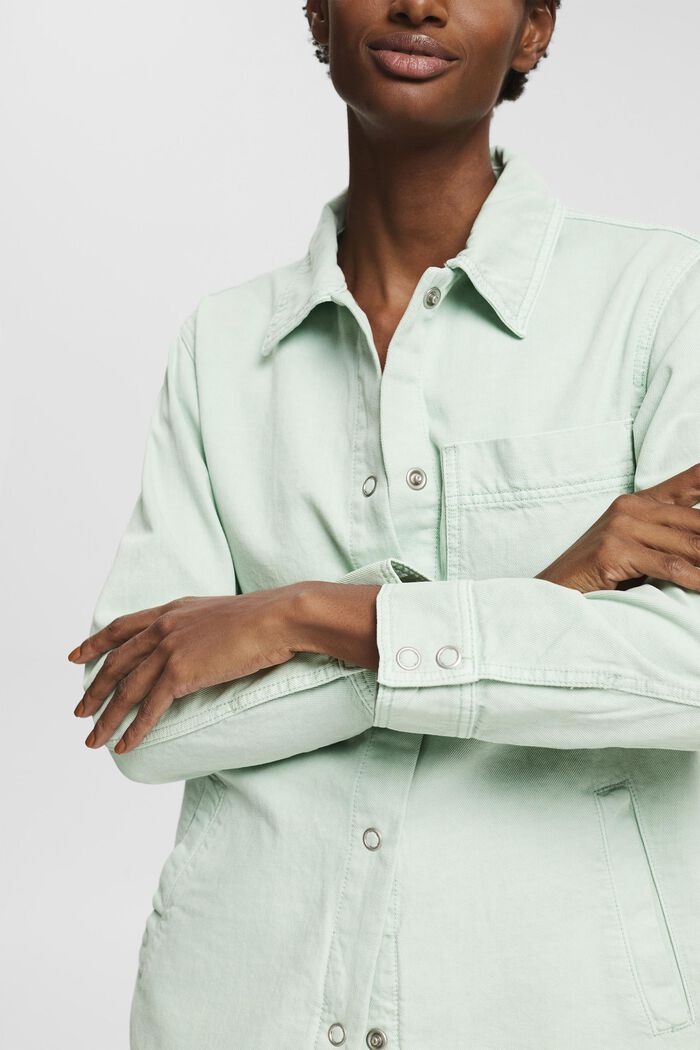 Containing TENCEL™: oversized shirt jacket, DUSTY GREEN, detail image number 2