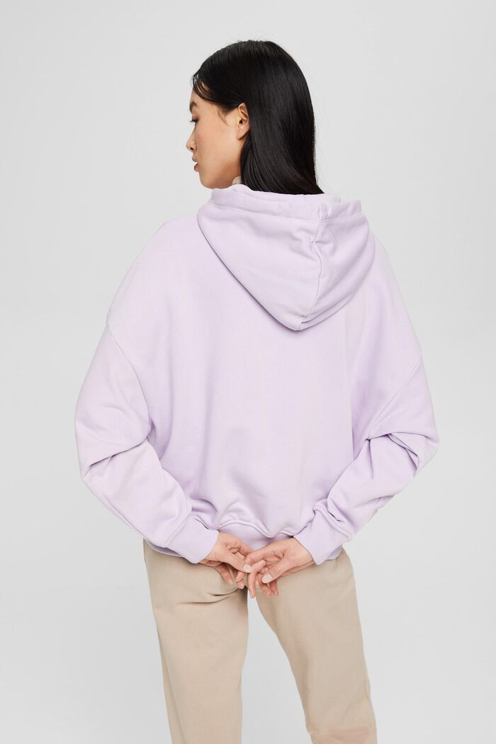 Hoodie with an embroidered logo, cotton blend, LILAC, detail image number 3