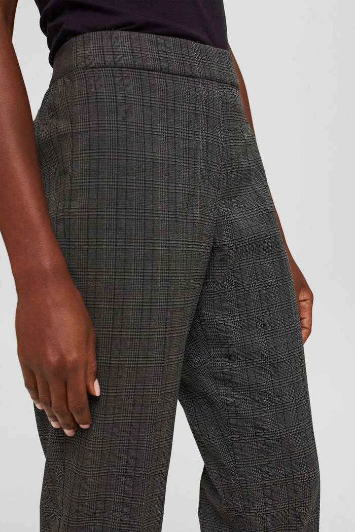Cropped check trousers with an elasticated waistband, DARK GREY, detail image number 2