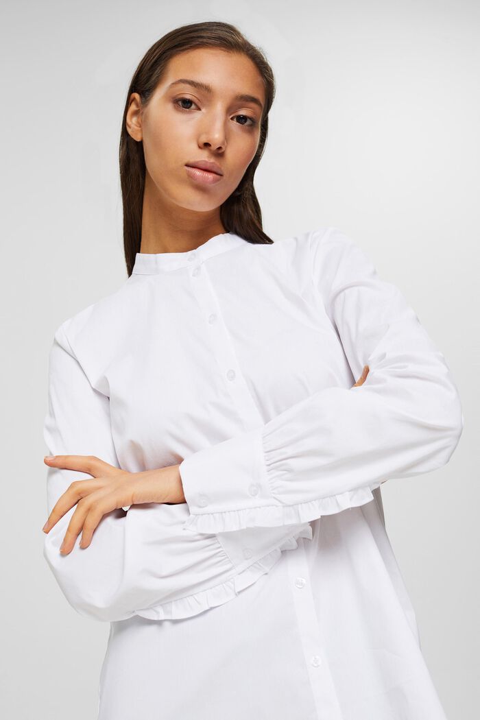 Blouse with frilled details on the sleeves, WHITE, detail image number 5