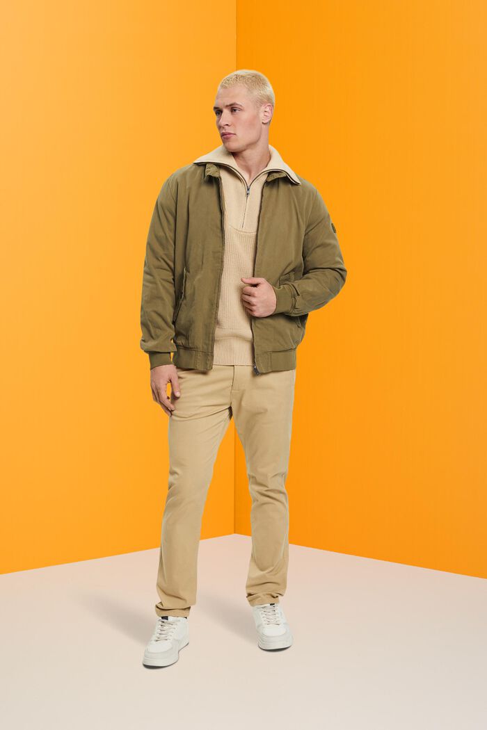 Bomber jacket with stand-up collar, LIGHT KHAKI, detail image number 4