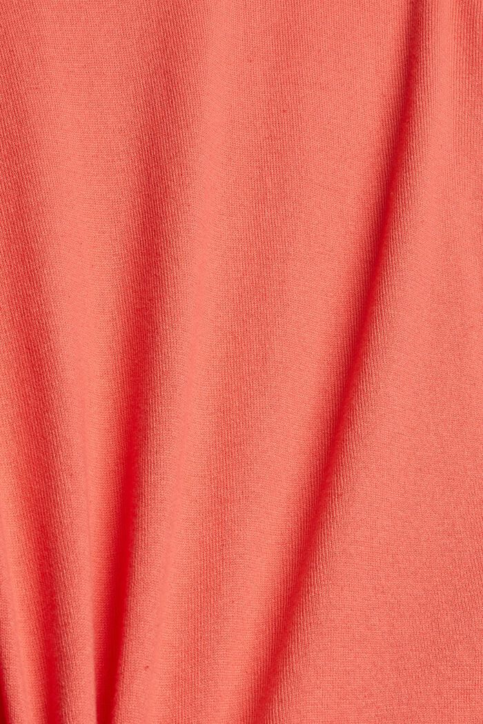 Jumper with a high-low hem, organic cotton blend, CORAL, detail image number 4