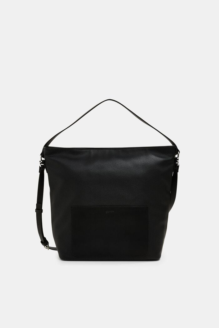 Faux leather shoulder bag, BLACK, detail image number 0