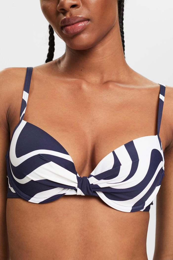 Printed Padded Underwired Bikini Top, NAVY, detail image number 1