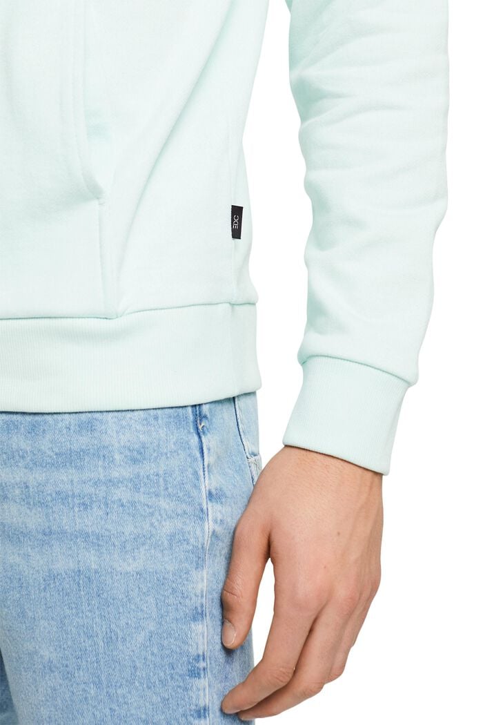 Cotton sweatshirt troyer top, LIGHT AQUA GREEN, detail image number 6