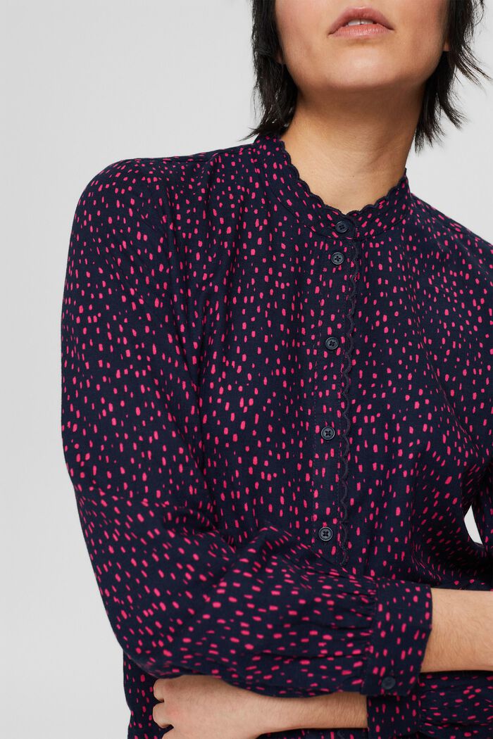Patterned blouse with embroidery, NAVY, detail image number 0