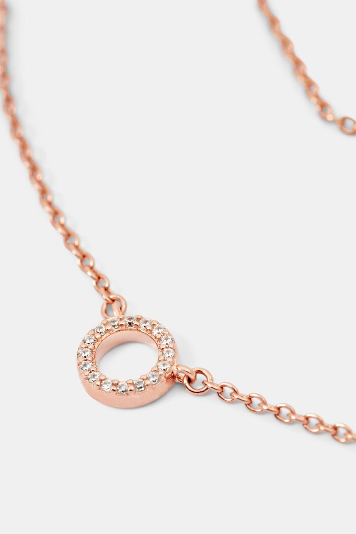 Sterling silver necklace with a round pendant, ROSEGOLD, overview