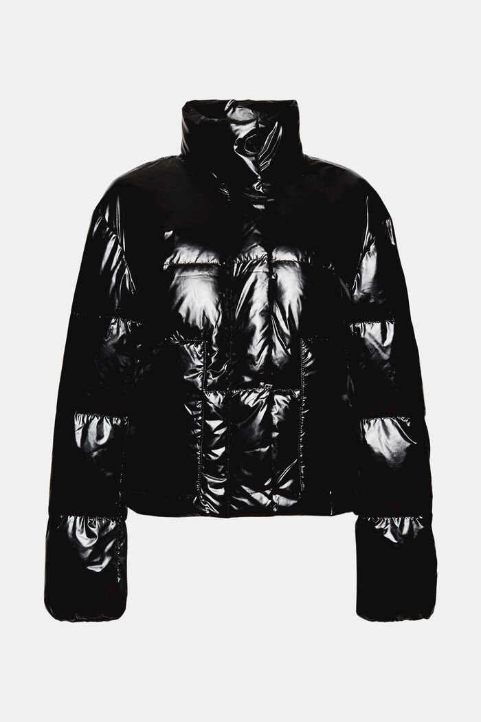 Glossed-Shell Puffer Jacket, BLACK, detail image number 6