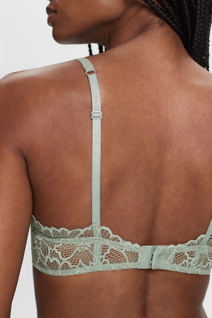 Padded Underwire Lace Bra, DUSTY GREEN, detail image number 3