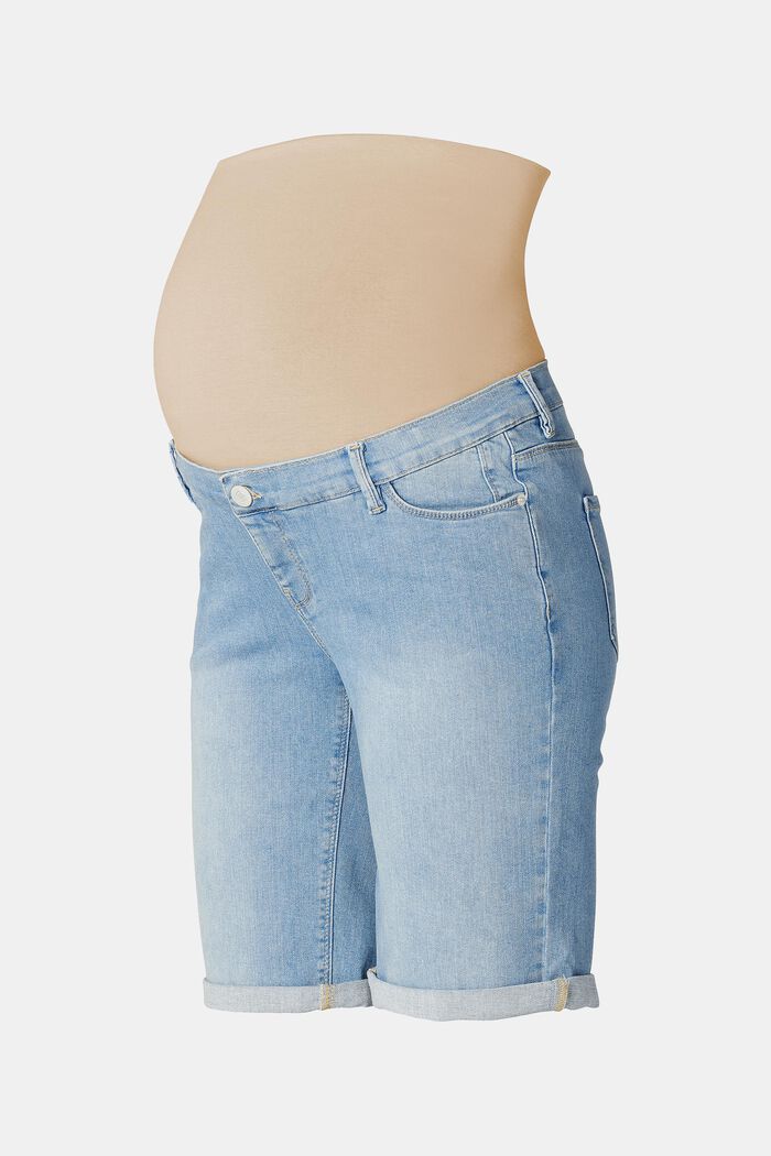 Denim Bermudas with over-bump waistband, BLUE LIGHT WASHED, overview