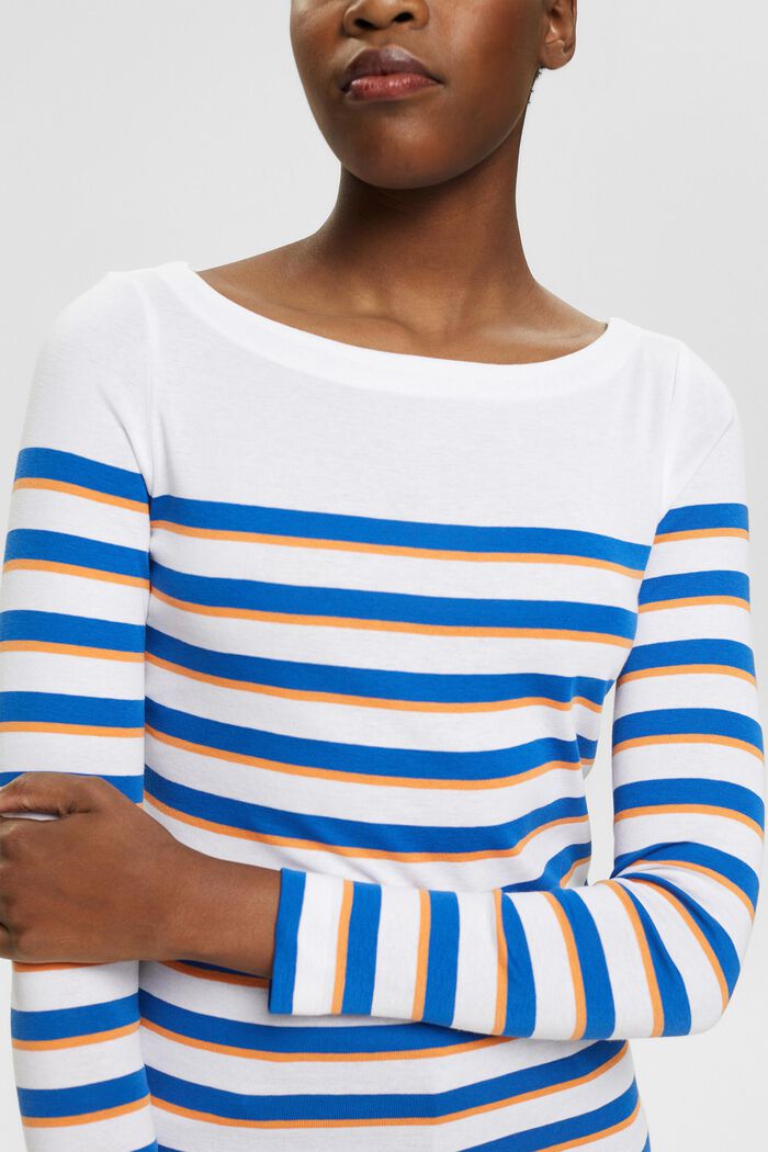 Long-sleeved striped top, WHITE, detail image number 2