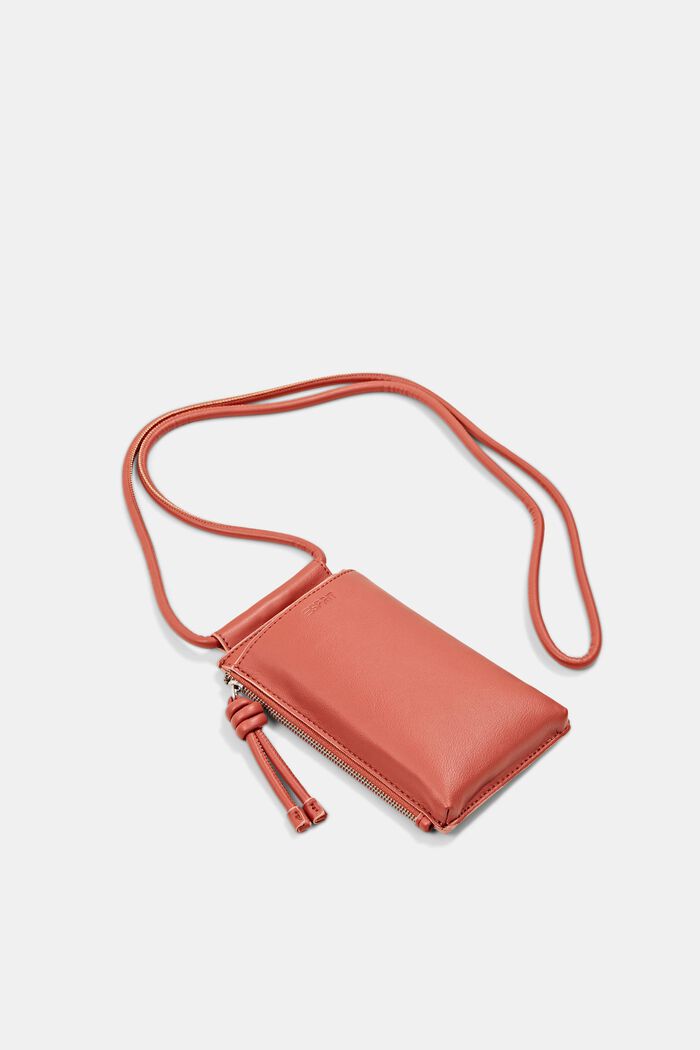 Vegan: smartphone bag with a zip compartment, CORAL RED, detail image number 0