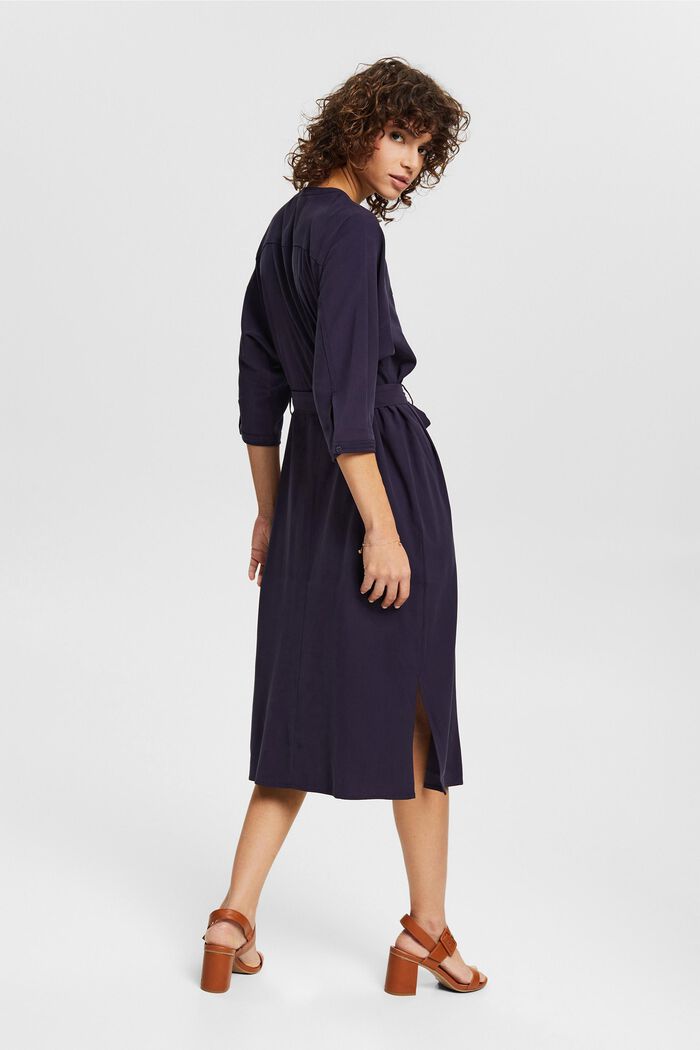 Midi dress with a button placket, LENZING™ ECOVERO™, NAVY, detail image number 2